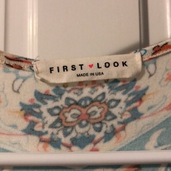 First Look Print Tank Top with Bow Women Size Small - Picture 2 of 7